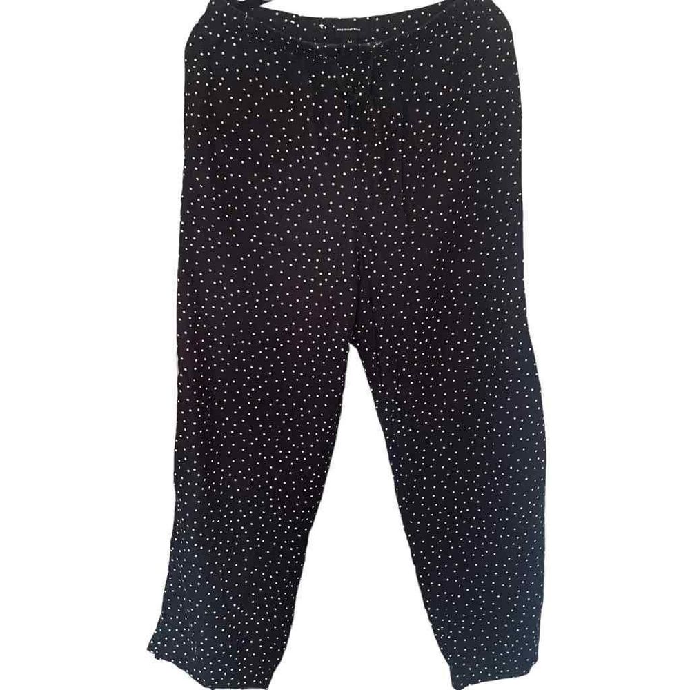 Who What Wear polka dot black linen pants size m